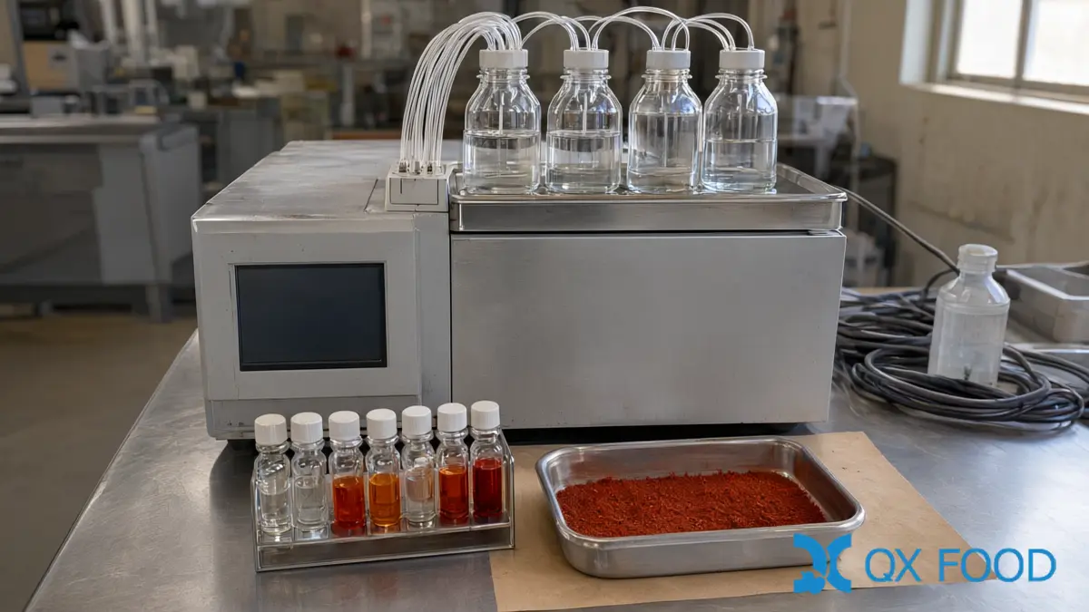 Capsaicin Content Specification: What to Write and How to Verify 3 A laboratory HPLC instrument and chili extract vials used for a capsaicin content specification test